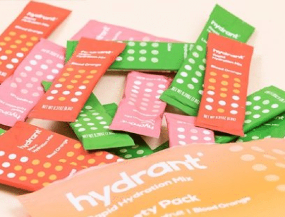 photo of colorful drink mix packets from hydrant